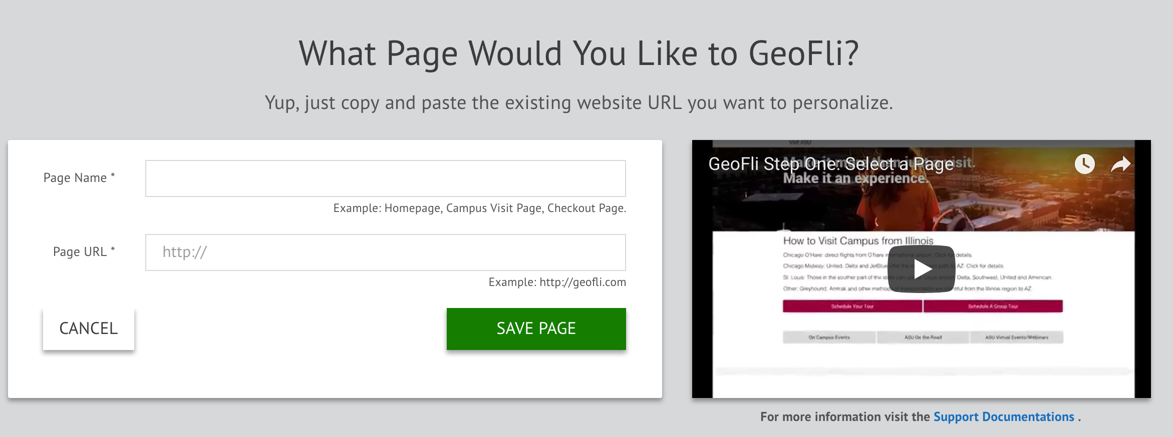 What page would you like to GeoFli?